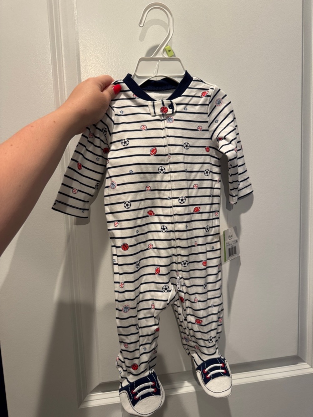 NWT! Little Me Baby Boys Sports Star Footed onsie & Hat 2 Piece Set 0-3 months